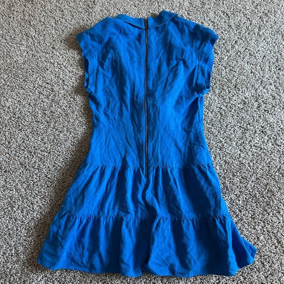 Alice + Olivia Womens Sz 4 Mila Blue Linen-Blend Mini Dress - Picture 7 of 14